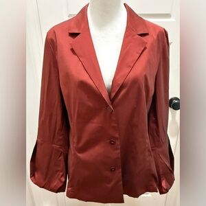 Lilith. Taffeta Puff Sleeve Jacket. Red. Size Large.